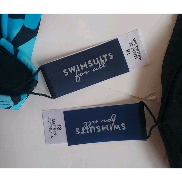 NWT Ladies Swimsuits For All 2 Pc Turquoise/Black Tankini Set W/Bra Size 18 - Picture 2 of 6